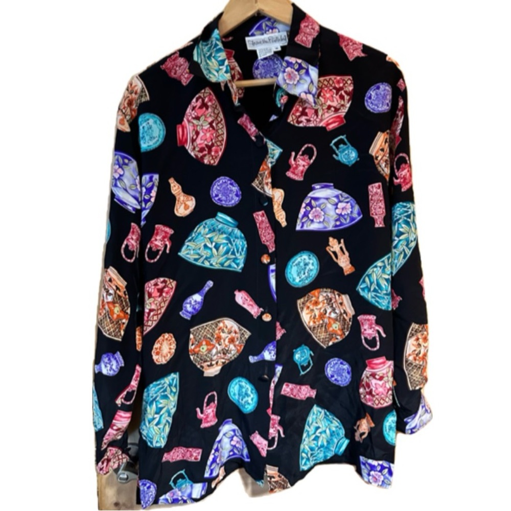 Vintage DVF Teacup Teapot Silk Blouse